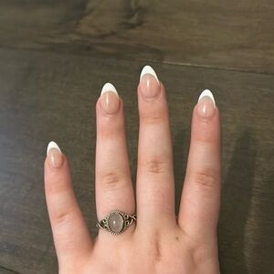 Rose quartz stone set in sterling silver.